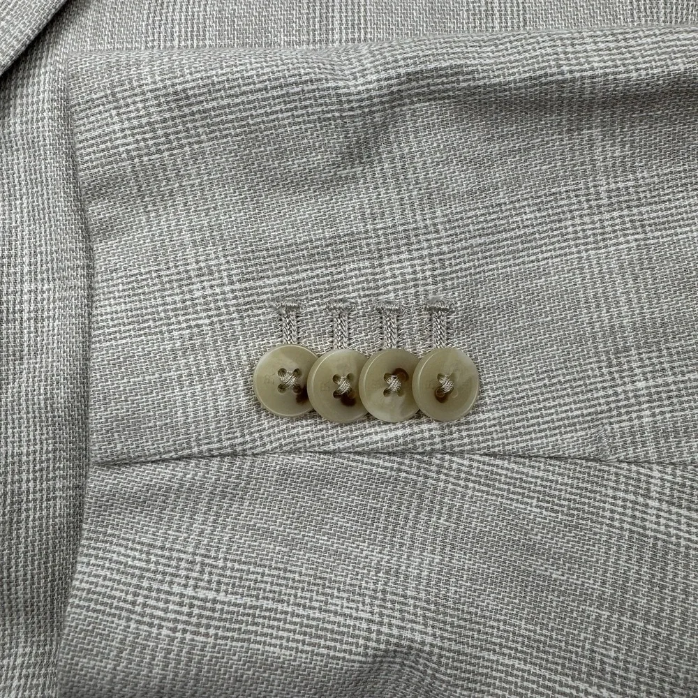 Banana Republic Tailored Fit Sport Coat Blazer Sz 42R Linen Beige Glen Check New
